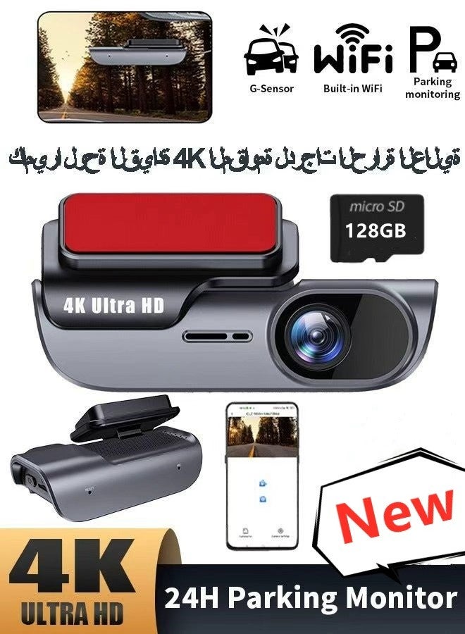 4K Dash Cam WIFI UHD 3840*2160P Car DVR Camera Video Drive Recorder Dashcam Registrar Black Box 24 Hour Monitoring Night Vision - Image 1